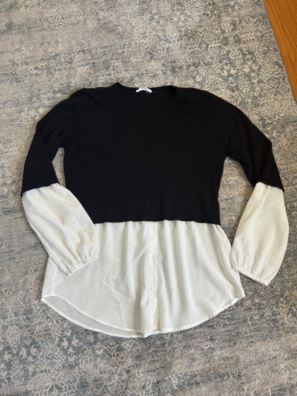 Milano Black & White Layered Pullover Blouse